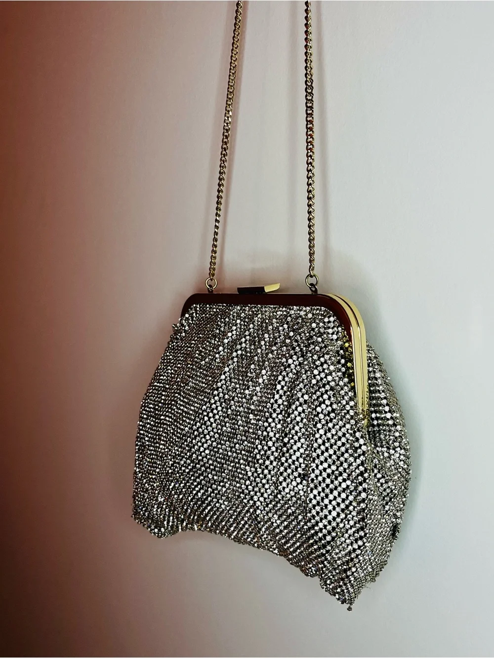 Zara Metallic Gold Clutch/Crossbody Bag